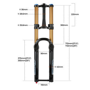 Fourche de vélo de montagne Meroxa Pike Boost 15x110 mm, suspension pneumatique, tiges de 36 mm, 27,5 pouces, avec réglage du rebond - Product Image 2