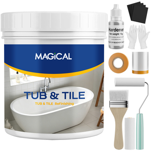 Kit de rénovation de baignoire bicomposant à base d'acrylique blanc, écologique, à faible odeur, résistant à l'humidité, avec pinceau - Product Image 1