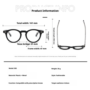 Round Full Rim <b>Eyeglasses</b> Tortoise Shell Pattern Anti-Uv Unisex Adults Vision Correction <b>Frames</b> - Product Image 2