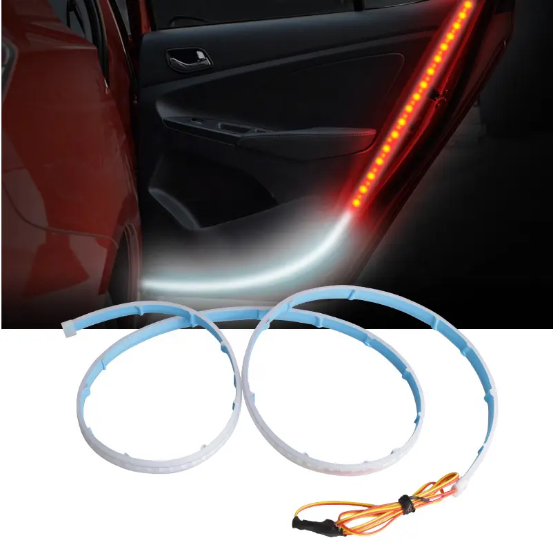 RUTENSE-tira de luces LED para puerta de coche, proyector de luces led Drl flexible de 120 cm con control remoto de dos colores para puerta de coche