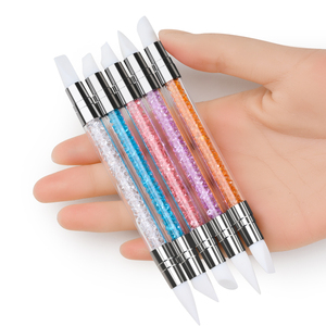 Lot de 5 pinceaux à double tête en silicone pour nail art, 10 embouts, stylo de sculpture et de peinture pour vernis gel UV - Product Image 1