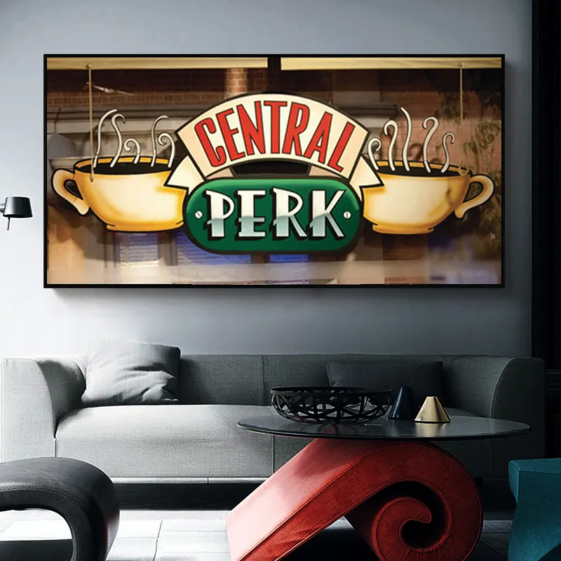 Central Perk Cafe 캔버스 페인팅 친구 TV 쇼 포스터 및 인쇄 스칸디나비아 벽 아트 그림 거실 Decor