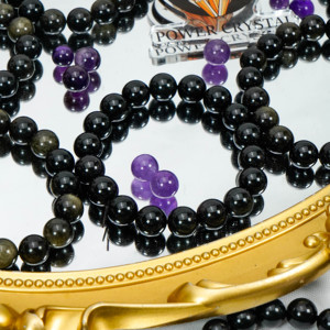 Chất lượng cao unisex đá tự nhiên hạt nhỏ 6mm 8mm vàng Obsidian Vòng đeo tay quyến rũ Vòng đeo tay pha lê cho người đàn ông và phụ nữ - Product Image 5