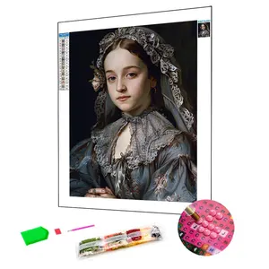 Factory Hot Wholesale Portrait Round Diamond Quiet Girl Drawing Set DIY Diamond Art Painting Kits Craft Art Diamond Painting