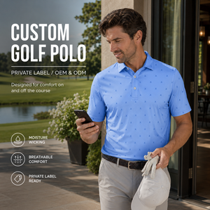 Custom Light Blue Golf Polo Shirts Men Small <b>Cross</b> Pattern Short Sleeve Private Label OEM ODM Manufacturer - Product Image 1
