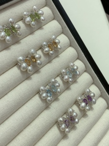 Unique Artistic Original Design S925 Sterling <b>Silver</b> <b>Stud</b> <b>Earrings</b> With Luster Freshwater Keshi Baroque Pearls Inlaid Shiny - Product Image 6
