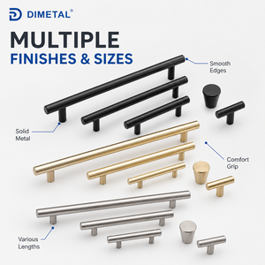 Bright <strong>gold</strong> wardrobe <strong>door</strong> handle Nordic modern and simple <strong>door</strong> handle round tube single-hole handle - Product Image 1