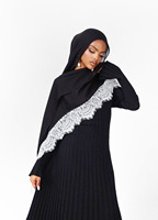 Hijab en rayonne et modal uni avec dentelle brodée, doux, respirant, léger, en coton tissé, pour femmes musulmanes