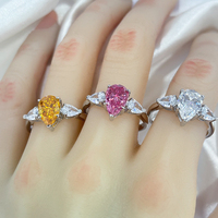 Bague en Moissanite GRA S925 Argent Pur Coupe Poire 3 Carats Couleur D VVS, Testée et Certifiée, Goutte d'Eau pour Femme, Alliance de Mariage en Moissanite