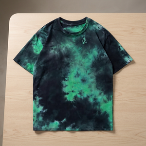 Men's <b>Tie</b>-Dye Short Sleeve T-Shirt O-Neck Regular Fit Casual <b>Knitted</b> Patterned Design - Product Image 5