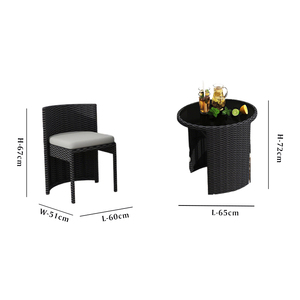 Set Salotto da Esterno in Rattan Salvaspazio per Balcone, 3 Pezzi: Divano Lounge, Tavolo da Pranzo e Sedie per Patio - Product Image 4