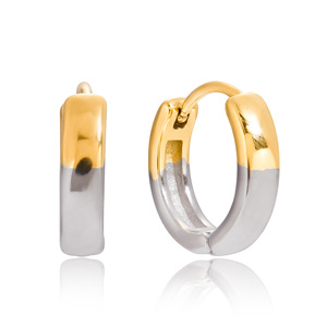 Pendientes de Aro de Acero Inoxidable con Bloques de Color Dorado y Plateado, Joyería para Mujer, Accesorio de Moda, Estilo Otoño Invierno - Product Image 5