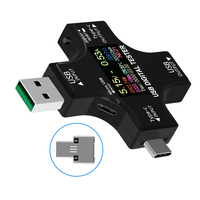 DC 3.6-32.0V/0-5.1A 2 In 1 Tipe C USB Tester Layar Warna LCD Digital Meter Tegangan Saat Ini Voltmeter Kabel USB Detektor Pengisi Daya