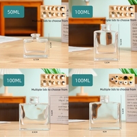 Bouteille de diffuseur en verre carré 50ml 100ml 150ml Bouteille d'arôme de bâtonnets de roseau personnalisable