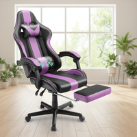 Fauteuil pivotant ergonomique moderne en cuir PU avec accoudoirs articulés, design européen, double massage et refroidissement, pour la maison (vente en gros)