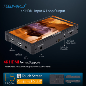<span class=keywords><strong>Feelworld</strong></span> <span class=keywords><strong>F5</strong></span> <span class=keywords><strong>Pro</strong></span> <span class=keywords><strong>V4</strong></span>ทัชสกรีน6นิ้ว, มอนิเตอร์ฟิลด์กล้อง DSLR 3D LUT 4K HDMI I/o ขนาดเล็ก - Product Image 4