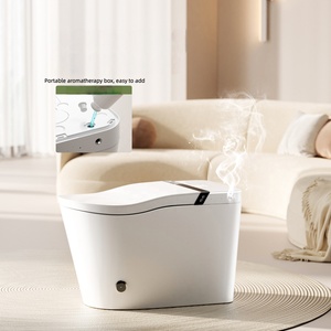 WC monobloc intelligent à double chasse, design moderne, cuvette en céramique, forme ronde créative Little Planet, automatique, à poser au sol - Product Image 2