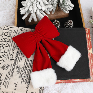 Gran Lazo Rojo de Terciopelo con Mariposa Tridimensional de Tela Flocada para Decoración de Bodas y Navidad, Colgante para Adornos Festivos - Product Image 1