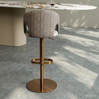 Tabourets de bar et chaises de bar de luxe léger, modernes, personnalisables, confortables, en acier inoxydable Elsa, pivotants, réglables en hauteur, avec dossier, pour îlot de cuisine, mobilier de maison