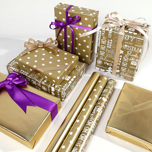 High Quality Wholesale 80g <b>Christmas</b> Yellow Art Paper Tissue 43*300cm Gift Luxury Custom Packaging Wrapping Paper Roll - Product Image 4