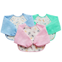 Bavoir pour bébé en coton personnalisé Bavoirs pour bébé à manches longues imperméables EVA écologiques avec poche à nourriture