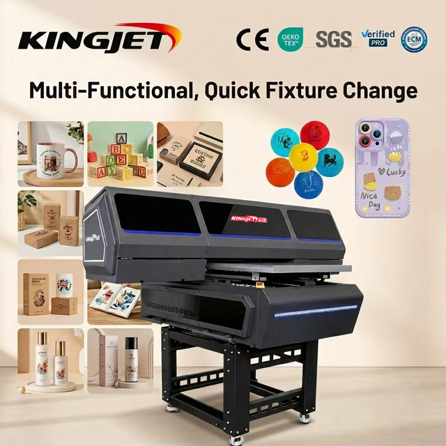 Kingjet 6090 UV Flatbed Printer with Epson I3200 for Phone Case Glass Acrylic Bottle 3D Printing