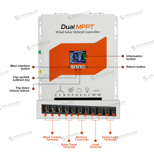 Controlador Solar de 3KW, Regulador Híbrido Doble MPPT para Energía Solar de 1KW y Eólica de 2KW, 12V/24V/48V AUTO, Conmutación Automática de 3 Voltajes LS-HE - Product Image 2