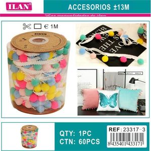 Nastro Ilan Pom Pom 1M Multicolore per Decorazioni Artigianali - Product Image 3