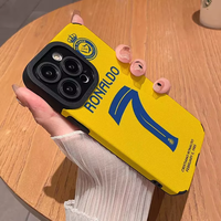 Coque de téléphone de protection à la mode de club de football à motif personnalisé pour iPhone 16 16pro Max 14-Sport coque de téléphone en cuir artificiel Mobile