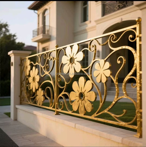 Puerta de Entrada Principal de Hierro Forjado de Lujo, Puerta Corredera Doble, Precios de Fábrica Personalizados para <span class=keywords><strong>Exteriores</strong></span> Modernos - Product Image 2