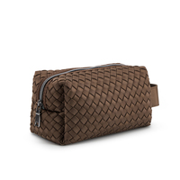 Nouvelle Trousse de Maquillage Portable et Imperméable en Néoprène Tressé avec Fermeture Éclair et Poignée – Sac de Voyage pour Articles de Toilette