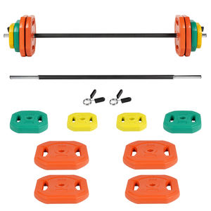 Juego de Barras de Pesas de 30 kg con Revestimiento de PVC Ecológico, Color Hormigón, en Stock en España, para Entrenamiento Físico en Casa o Gimnasio - Product Image 1