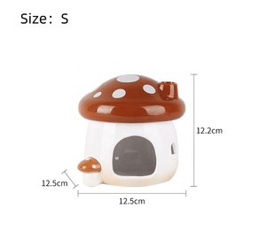 Foresta di funghi in ceramica criceto con motivo floreale per soggiorno nidificazione - Product Image 4