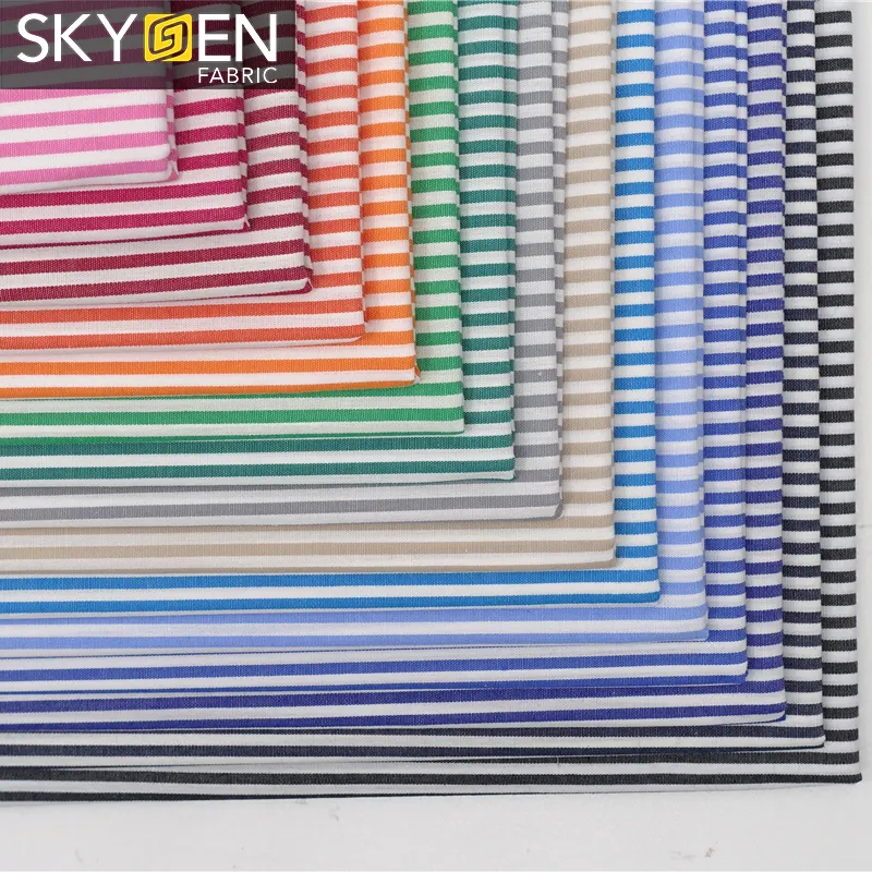 China textile 100% cotton plain yarn dyed stripes fabric cotton fabric for shirting wholesale textile stock