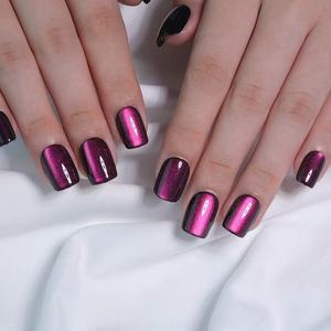 <span class=keywords><strong>Uñas</strong></span> Postizas Acrílicas Reutilizables con Diseño <span class=keywords><strong>de</strong></span> Ojo <span class=keywords><strong>de</strong></span> Gato, Color Degradado Rosa, Morado y Blanco, Cortas y Cuadradas, con Acabado Brillante, Pre-Diseñadas para Mujer - Product Image 2