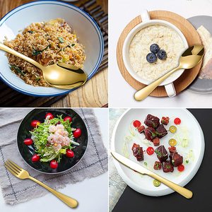 طقم أدوات مائدة عصري بالجملة، سكين وملعقة وشوكة، طقم هدايا من الفولاذ المقاوم للصدأ المطلي بالذهب، 4 قطع مع صندوق - Product Image 5