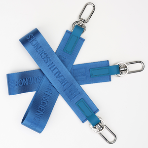 高級カスタムロゴ厚いヘビーデューティカラビナー織りショートリストランヤードエンボスカードジャカードナイロンキーホルダー - Product Image 2