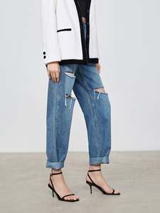 Quần Bò Hợp Thời Trang Quần Bò Ống Đứng Rộng Cạp Cao Cho Nữ Quần Nữ Đau Khổ Quần Bò Ống Suông Denim Dài Cho Nữ Cao - Product Image 2