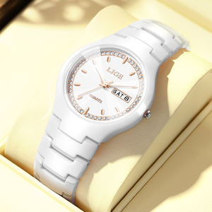 Reloj de cerámica blanca LIGE LG89267 para mujer, reloj de pulsera, cristal de diamante, analógico, resistente al agua, vestido elegante, reloj de cuarzo Oem - Product Image 1