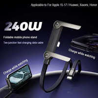 Câble de charge rapide plat à angle droit USB-C invisible 240W pour iPhone 17 16 15 Pro Max Samsung Galaxy S25 S24