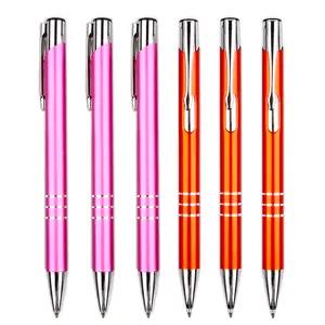 Promotional New Custom Logo Stylus Ball Point Gel Pens With Advertising Luxury High Quality Aluminum Metal Ballpoint Hotel Pen