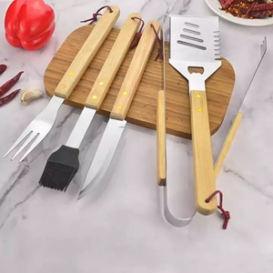 5件木制手柄烧烤烤架用具工具不锈钢烧烤工具套装带竹子定制盒 - Product Image 6