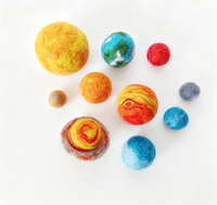 Ensemble de jouets en feutre de laine sur le thème des planètes du système solaire, faits à la main, balles en feutre de différentes tailles, jouets doux et interactifs pour chats