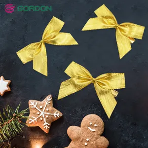 Gordon Ruy Băng Vàng Purl Ribbon Bow Với Kẹp Giấy Cho Cookie Túi Trang Trí Quà Tặng Trang Trí