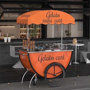 Outdoor Custom Orange <strong>Candy</strong> <strong>Cart</strong> Metal Detachable Food <strong>Cart</strong> <strong>Candy</strong> Bar <strong>Cart</strong> with Led Sign - Product Image 5
