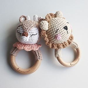 ชุดไม้กัดสำหรับเด็กทารกทำจากสิงโตและแหวนสำหรับเด็กทารกยางกัดพร้อมห่วงโซ่จุกนมปลอมสำหรับเด็กและเด็กผู้หญิง - Product Image 2