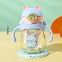 Portable bébé paille bouteille d'eau poignées sangle dessin animé motif sans BPA silicone PP matériel enfant en bas âge tasse pour l'école 0-12 mois