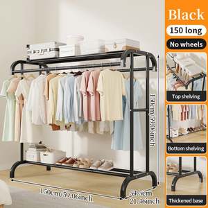 Perchero Metálico de Gran Capacidad con Estante Superior, Perchero Móvil para Secar Ropa, Organizador de Ropa para Dormitorio, Balcón - Product Image 6