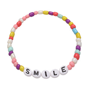 Cuentas de semillas, pulseras de cuentas coloridas, pulsera encantadora de la suerte BFF, joyería hecha a mano, Letra de cristal, venta al por mayor, moda para niñas, <span class=keywords><strong>Jade</strong></span> - Product Image 3
