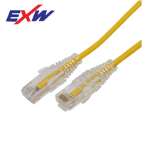 Cable de conexión Cat6 UTP con conector RJ45 plano y delgado de fábrica, ensamblado con cabezal de cristal.